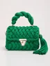 Handmade Braided Top Handle Bag with Removable Metal Chain Strap