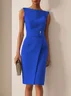 Lavender Purple Sleeveless Rheinstone Sheath Midi Dress