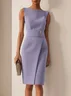 Lavender Purple Sleeveless Rheinstone Sheath Midi Dress