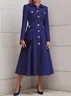 Pink Buckle Shawl CollarA-Line Blazer Midi Tweed Blazer Dress