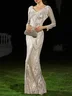 Champagne Mermaid Gown Silver Sequin Dress