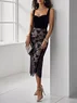 Black Lace Sweetheart Neckline Sheath Midi Velvet Dress