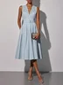 Light Blue Lace V Neck Sleeveless A-Line Midi Dress