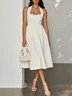 White Classic Scoop Neck Sleeveless A-Line Midi Dress