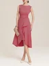 Light Blue Sleeveless Midi Elegant A-line Dress with Waist Twist for Day-to-Night