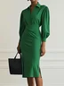 Light Gray Classic Shirt Collar Long Sleeve Sheath Midi Two-Piece Dress
