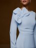 White Bow Long Sleeve Sheath Midi Dress
