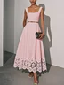 White Lace Classic Square Neck Sleeveless A-Line Maxi Dress