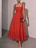 White Lace Classic Square Neck Sleeveless A-Line Maxi Dress