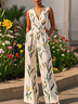White Urban Regular Fit V Neck Floral Jumpsuit