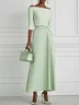 White Classic Off The Shoulder Half Sleeve A-Line Maxi Dress