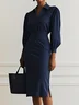 Light Gray Classic Shirt Collar Long Sleeve Sheath Midi Two-Piece Dress