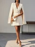 White Blazer V Neck Long Sleeve A-Line Mini Dress