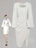 White Rhinestone Crew Neck Ruffled Sheath Two-piece Dresses