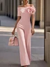 Pink Urban Off The Shoulder 3D Floral Jumpsuit