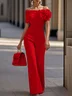 Pink Urban Off The Shoulder 3D Floral Jumpsuit