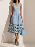 Black Hollow Out Classic V Neck Sleeveless A-Line Midi Dress With Pockets