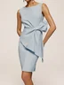Light Blue 3D Bow Sleeveless Sheath Midi dress