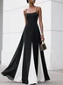 Black Chiffon Spaghetti Gallus A-Line Maxi Dress