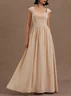 Pink Classic Square Neck Sleeveless A-Line Maxi Dress