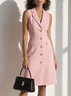 Pink Shawl Collar Sleeveless A-Line Midi Blazer Dress