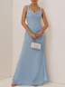 Light Blue Ruched Classic Sweetheart Neckline Sleeveless A-Line Maxi Dress