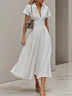 White Shirt Dress Shirt Collar Short Sleeve A-Line Maxi Dress