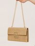 Holiday Style Multi-compartment Metal Chain Flip Cover Twist Lock Straw Bag Shoulder Bag Chain Lock Women Bag