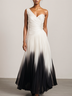 White Ruched Chiffon One Shoulder Sleeveless A-Line Maxi Dress