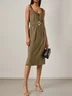 Yellow Classic Sweetheart Neckline Sleeveless Sheath Midi Dress