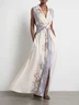 Blue Buckle Knot Front Shirt Dress Shirt Collar Sleeveless A-Line Maxi Dress