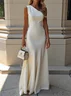 White Asymmetric Classic Asymmetrical Sleeveless A-Line Maxi Dress