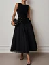 Light Khaki Dressey Ruffled Boat Neck Top with Skirt Two-Piece Set With Belt