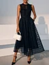 Black Classic Crew Neck Sleeveless A-Line Midi Dress