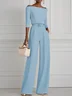 Women White Off The Shoulder Half Sleeve Dressy Jumpsuit