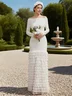 Off White Ruched Classic Off The Shoulder Long Sleeve Mermaid Gown Bridal/Wedding Dress