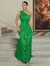 Green One Shoulder Sleeveless A-Line Gown  Sequin Dress