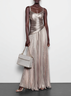 Silver Flash Ruched Irregular Craftsmanship Classic Spaghetti Sleeveless A-Line Maxi Dress