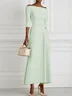 White Classic Off The Shoulder Half Sleeve A-Line Maxi Dress