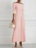 Pink Classic Off The Shoulder Half Sleeve A-Line Maxi Dress