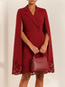 Burgundy Devore Blazer Lapel Collar Long Sleeve H-Line Midi Dress