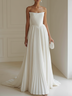 White Strapless Sleeveless Pleated Wedding Gown Wedding Dress